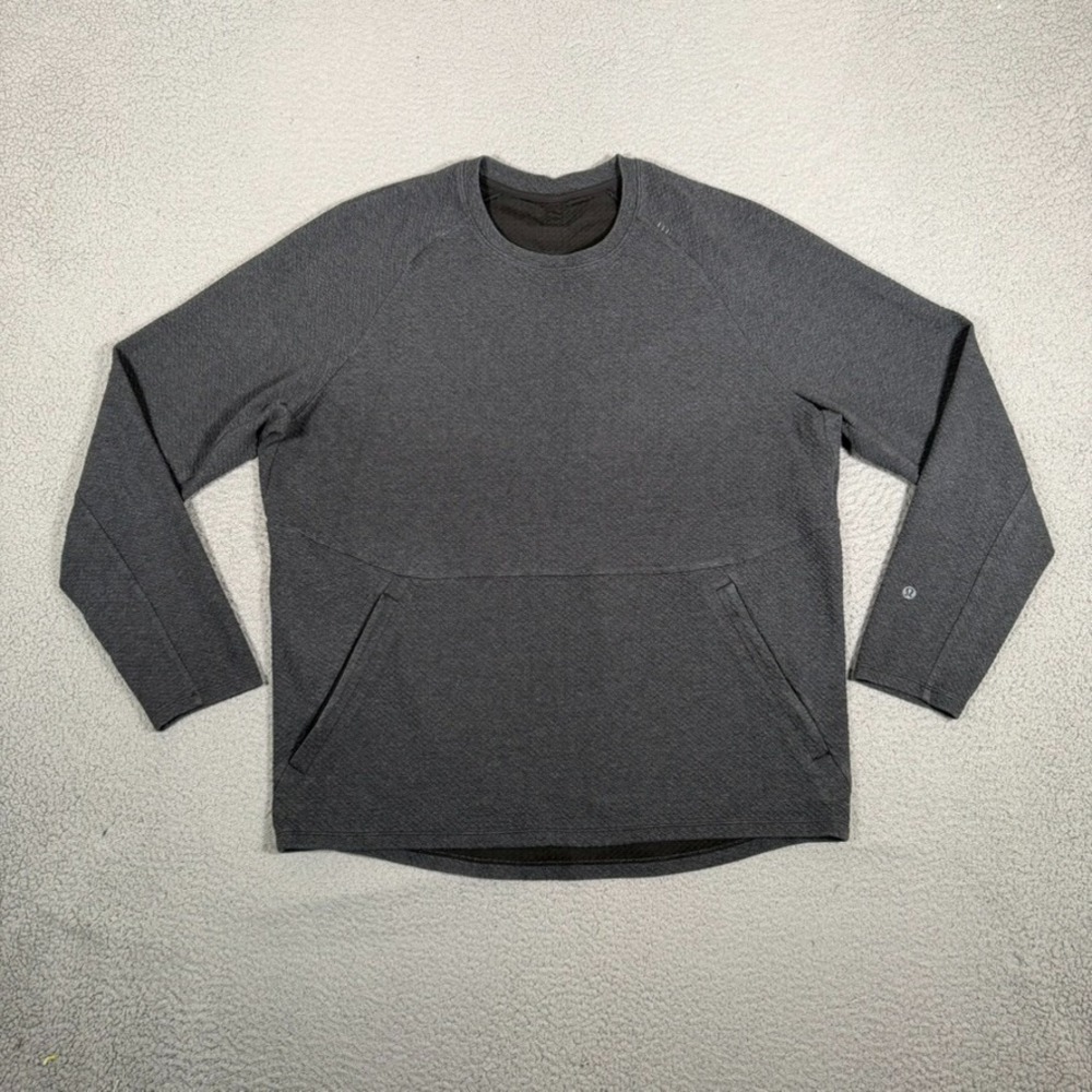 Lululemon Sweater Mens XL Heather Gray At Ease Pullover Crew Casual Preppy Logo